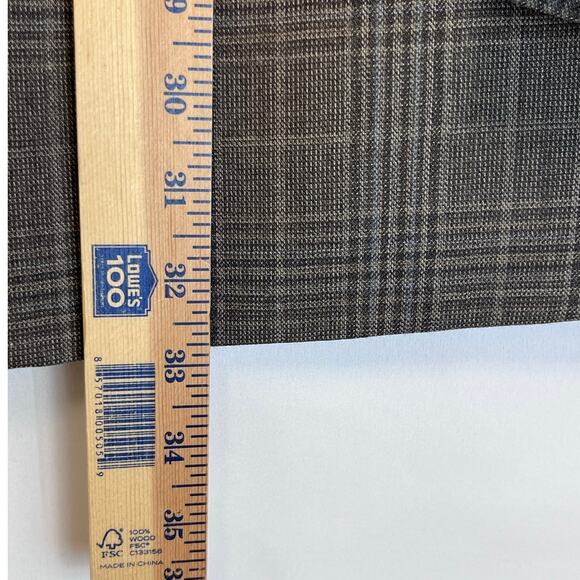 Pronto Uomo Platinum Men's Size 48L Tan Plaid 100% Wool 2 Button Blazer - Picture 4 of 7